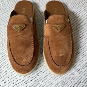 NWT PRADA Saint Tropez Suede Mules 35.5